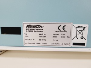 Thumbnail image of Hettich Zentrifugen Rotofix 32A Centrifuge with 5000rpm 1617 Rotor Lab