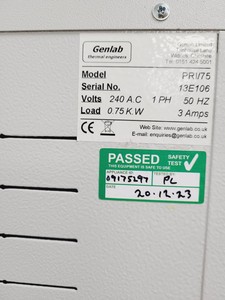 Thumbnail image of Genlab Prime PRI/75 Benchtop Laboratory Incubator Lab Spares/Repairs