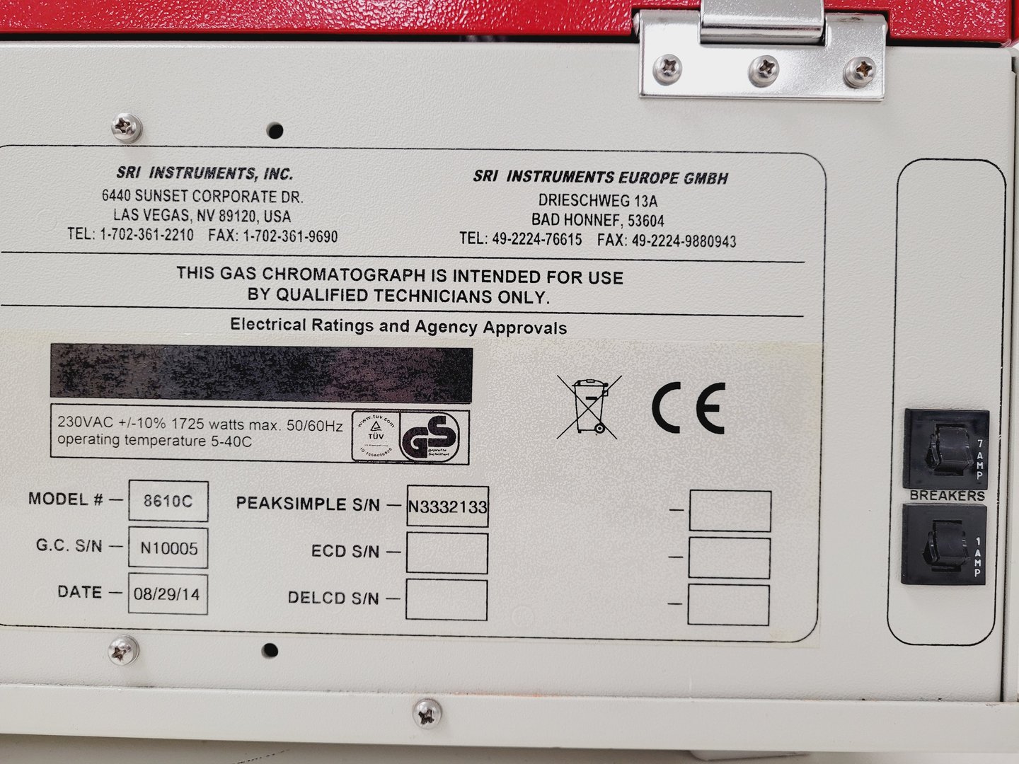 Image of SRI 8610C GC Gas Chromatograph System Lab