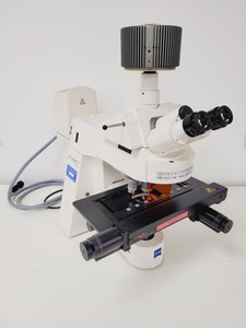 Thumbnail image of Zeiss Axioplan 2ie MOT Fluorescence Microscope w/ 4 Objectives (Neofl, Achrom)