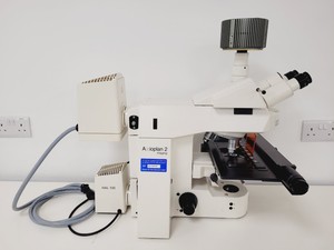 Thumbnail image of Zeiss Axioplan 2ie MOT Fluorescence Microscope w/ 4 Objectives (Neofl, Achrom)