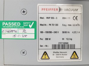 Thumbnail image of Pfeiffer Dry Diaphragm Vacuum Pump MVP 055-3