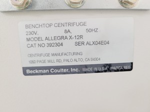 Thumbnail image of Beckman Coulter Allegra X-12R Centrifuge with SX4750 Rotor Lab