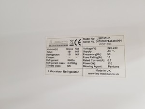 Thumbnail image of Lec LSR151 Laboratory Refrigerator Lab Spares/Repairs