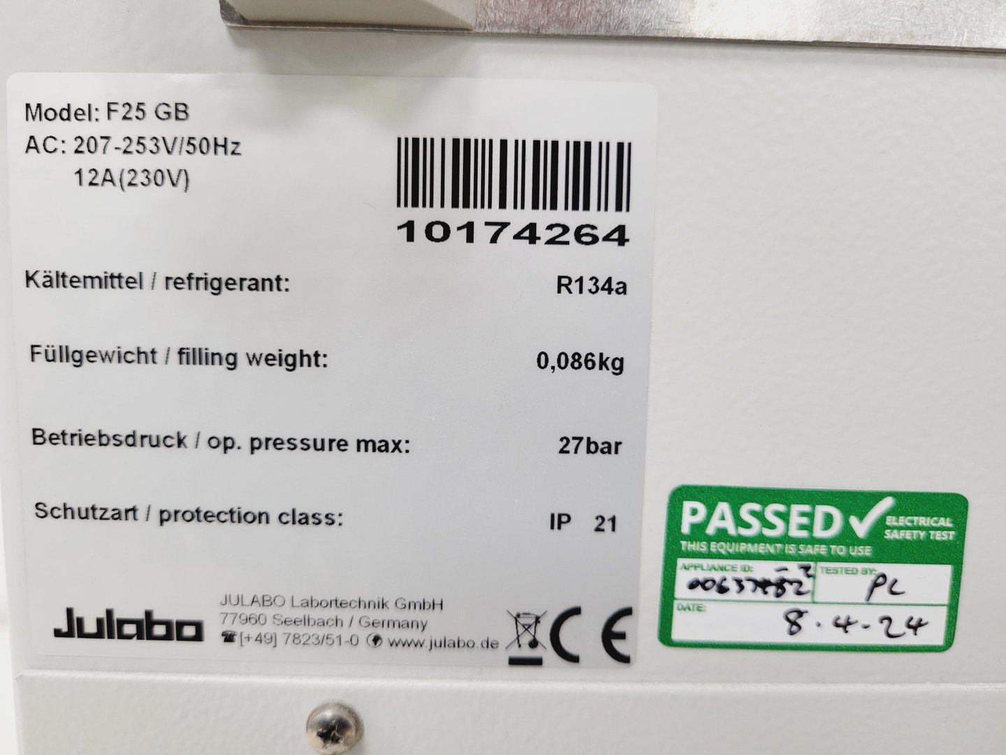 Image of Julabo F25-ED Refrigerated/Heating Circulator Water Bath Lab