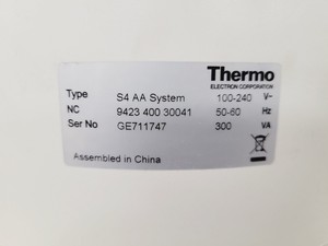 Thumbnail image of Thermo S4 S Series AA Spectrometer System, with VP 100 and ASX-520