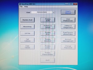 Thumbnail image of Thermo Nanodrop 1000 UV/VIS Spectrophotometer with PC and Software Lab