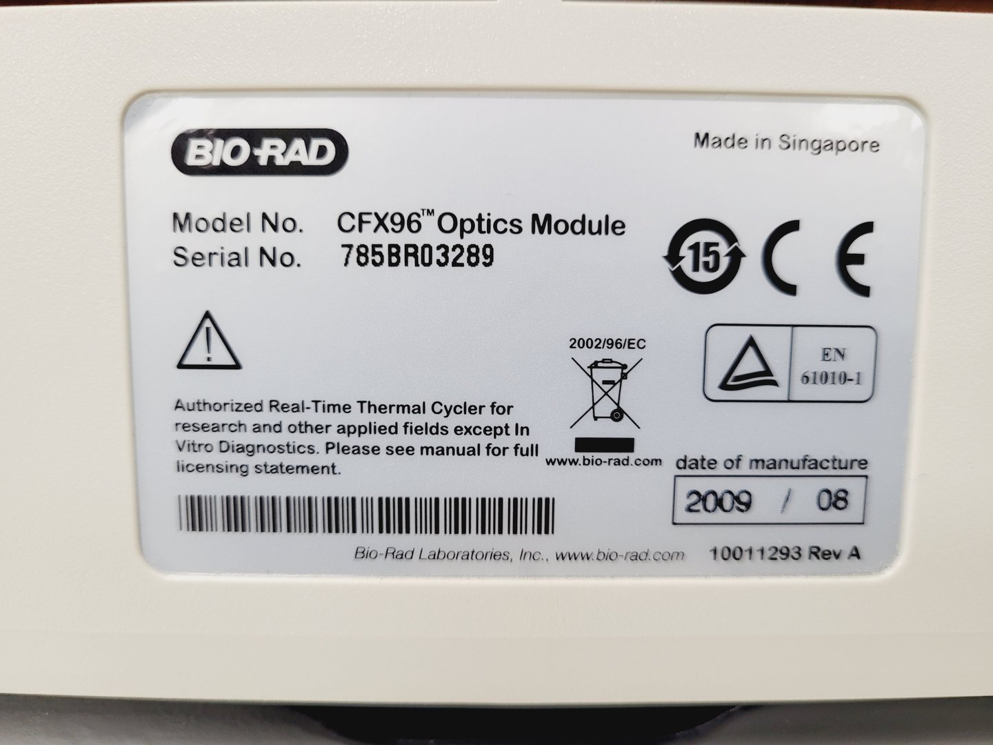 Image of Bio-Rad C1000 Thermal Cycler + CFX96 Real Time System Lab