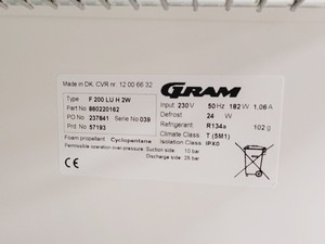 Thumbnail image of Gram F 200 LU H 2W Laboratory Freezer Lab