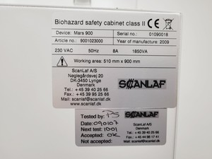 Thumbnail image of Scanlaf Mars 900 Biohazard Safety Cabinet Class 2 Lab