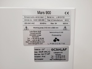 Thumbnail image of Scanlaf Mars 900 Biohazard Safety Cabinet Class 2 Lab
