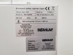 Thumbnail image of Scanlaf Mars 1500 Class 2 Biohazard Safety Cabinet Lab