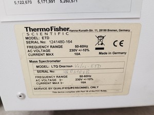 Thumbnail image of Thermo Scientific LTQ Orbitrap Velos with ETD Mass Spectrometer Lab Faulty