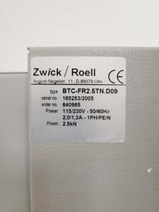 Thumbnail image of Zwick Roell Z2.5 Material Testing Machine with T22 Temperature Chamber Lab