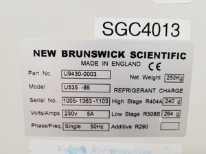 Thumbnail image of New Brunswick Scientific Ultra Low Temperature Freezer U535 -86 Lab