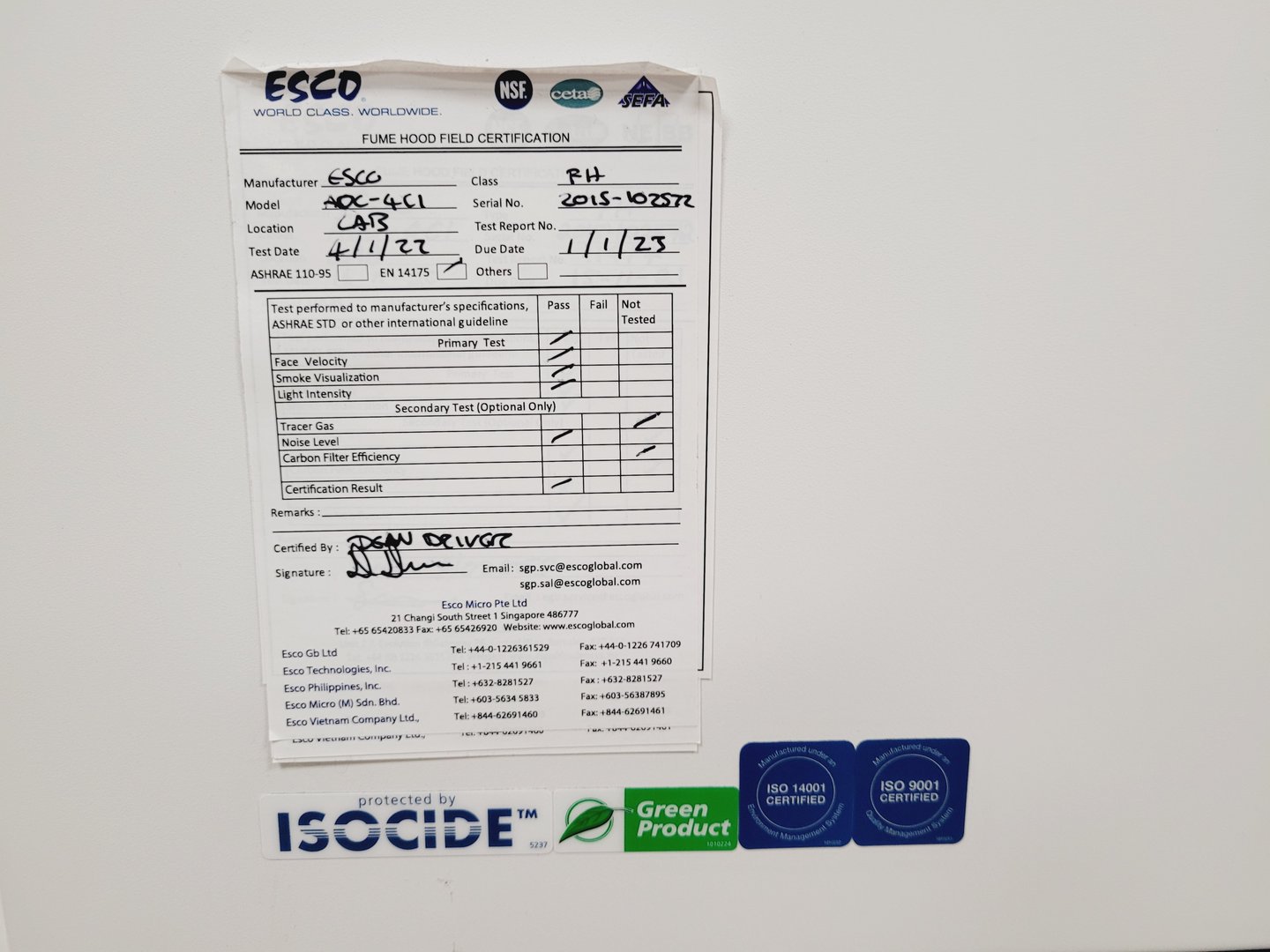 Image of ESCO Ascent Max ADC-4C1 Ductless Fume Hood Lab Spares/Repairs