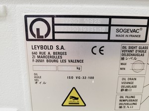 Thumbnail image of Leybold Sogevac SV200 Single Stage Rotary Vane Vacuum Pump Lab