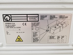 Thumbnail image of Leybold Sogevac SV200 Single Stage Rotary Vane Vacuum Pump Lab