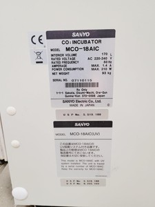 Thumbnail image of Sanyo CO2 Incubator MCO-18AIC Lab Spares/Repairs