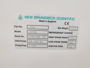 Thumbnail image of New Brunswick Scientific U410 U410-86 ULT Ultra-Low Temperature Freezer Lab