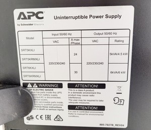 Thumbnail image of APC UPS Uninterruptible Power Supply Model SRT6KXLI