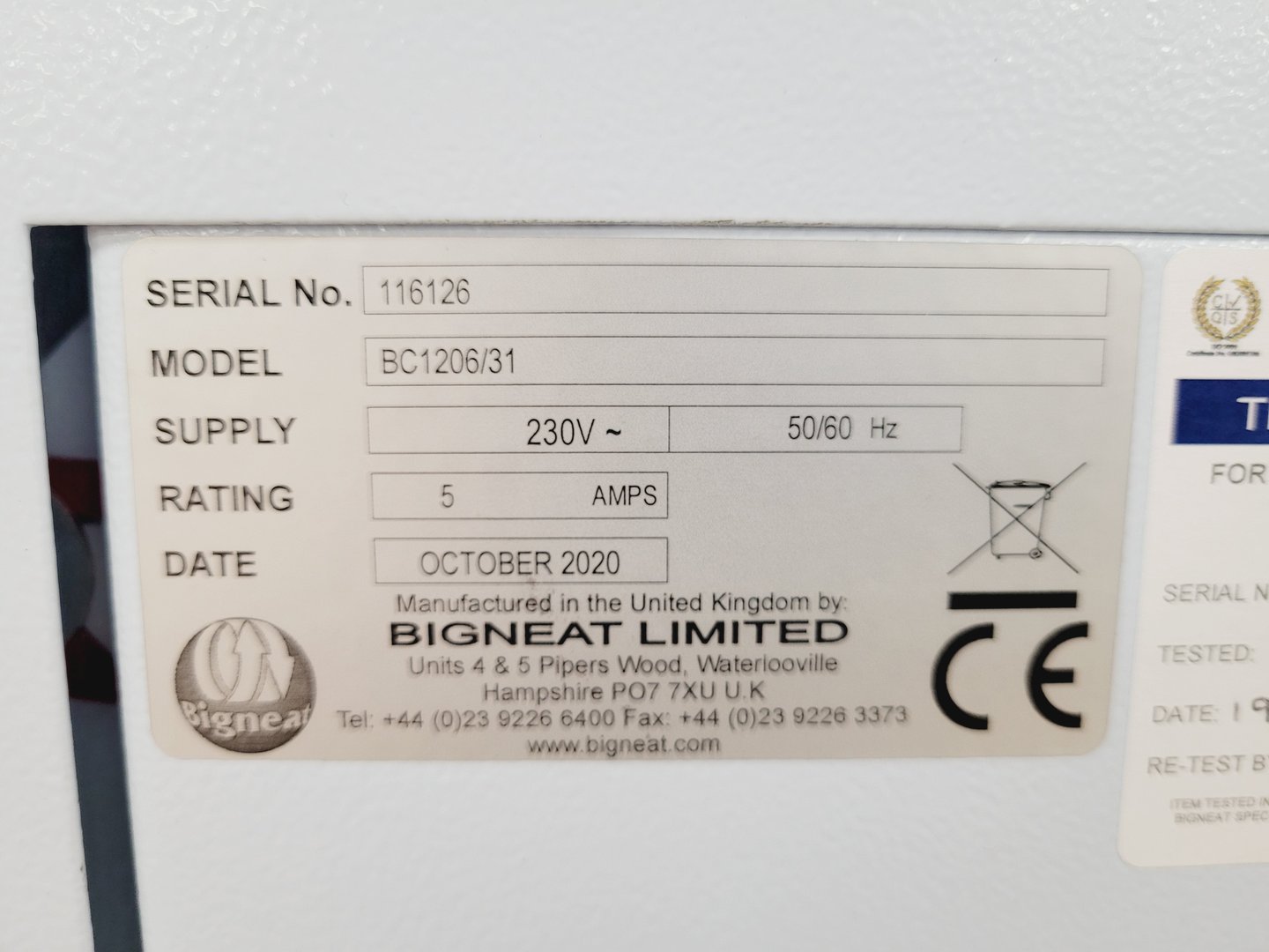Image of Bigneat BC1206 Clearview Ductless Fume Cabinet Lab