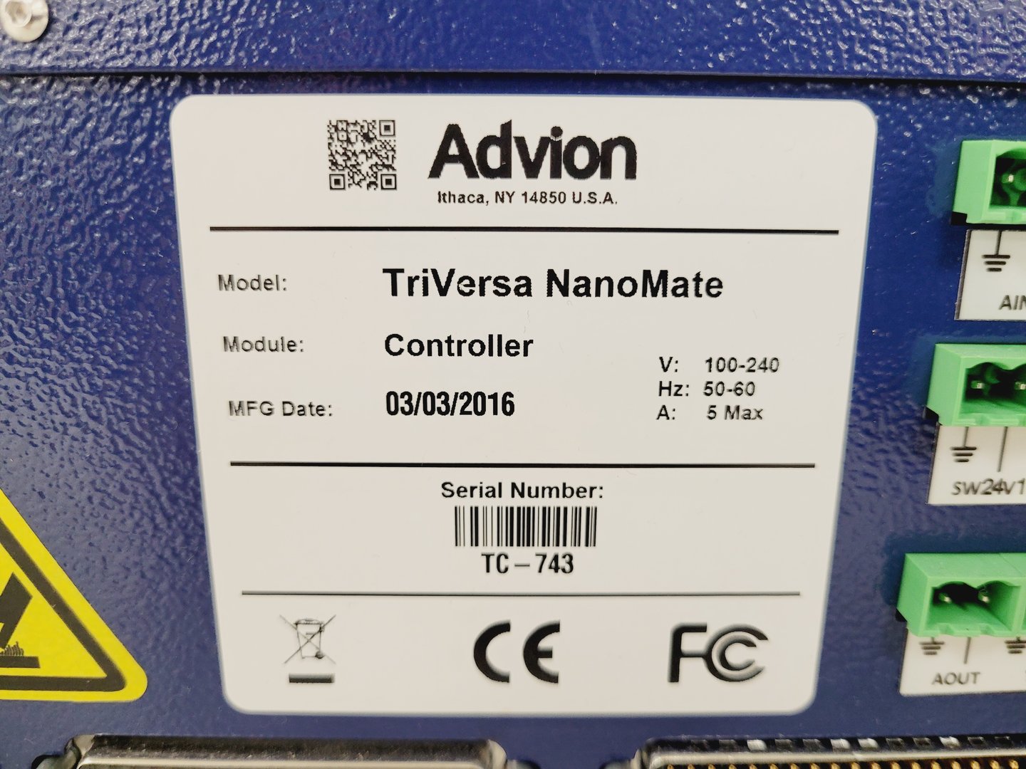 Image of Advion TriVersa NanoMate Robot & Controller w/ Software & Accessories Lab