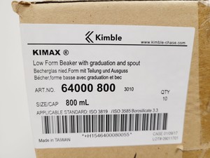 Thumbnail image of Job Lot of 53 Boxes of 10 Beakers Kimax ISO (Low Form), 800 ml Lab