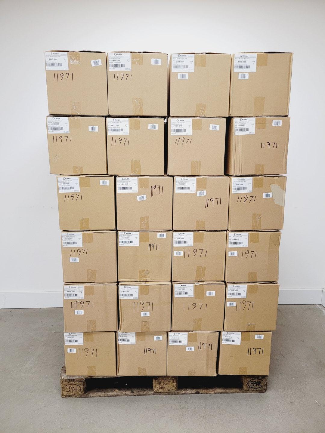 Image of Job Lot of 45 Boxes of 6 Media Bottles Kimax ISO, GL45, 2000 ml, Blue PP Cap