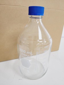 Thumbnail image of Job Lot of 45 Boxes of 6 Media Bottles Kimax ISO, GL45, 2000 ml, Blue PP Cap