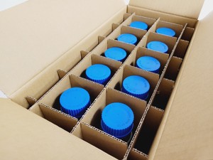 Thumbnail image of Job Lot of 107 Boxes of 10 Media Bottles Kimax ISO, GL45, 250 ml, Blue PP Cap 