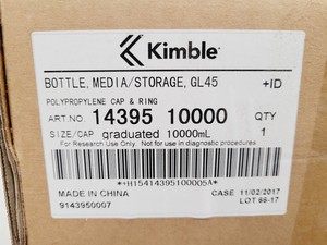 Thumbnail image of Job Lot of 16 Boxes of 10000mL 10L Duran Bottles + Lid Kimble Kimax GL45