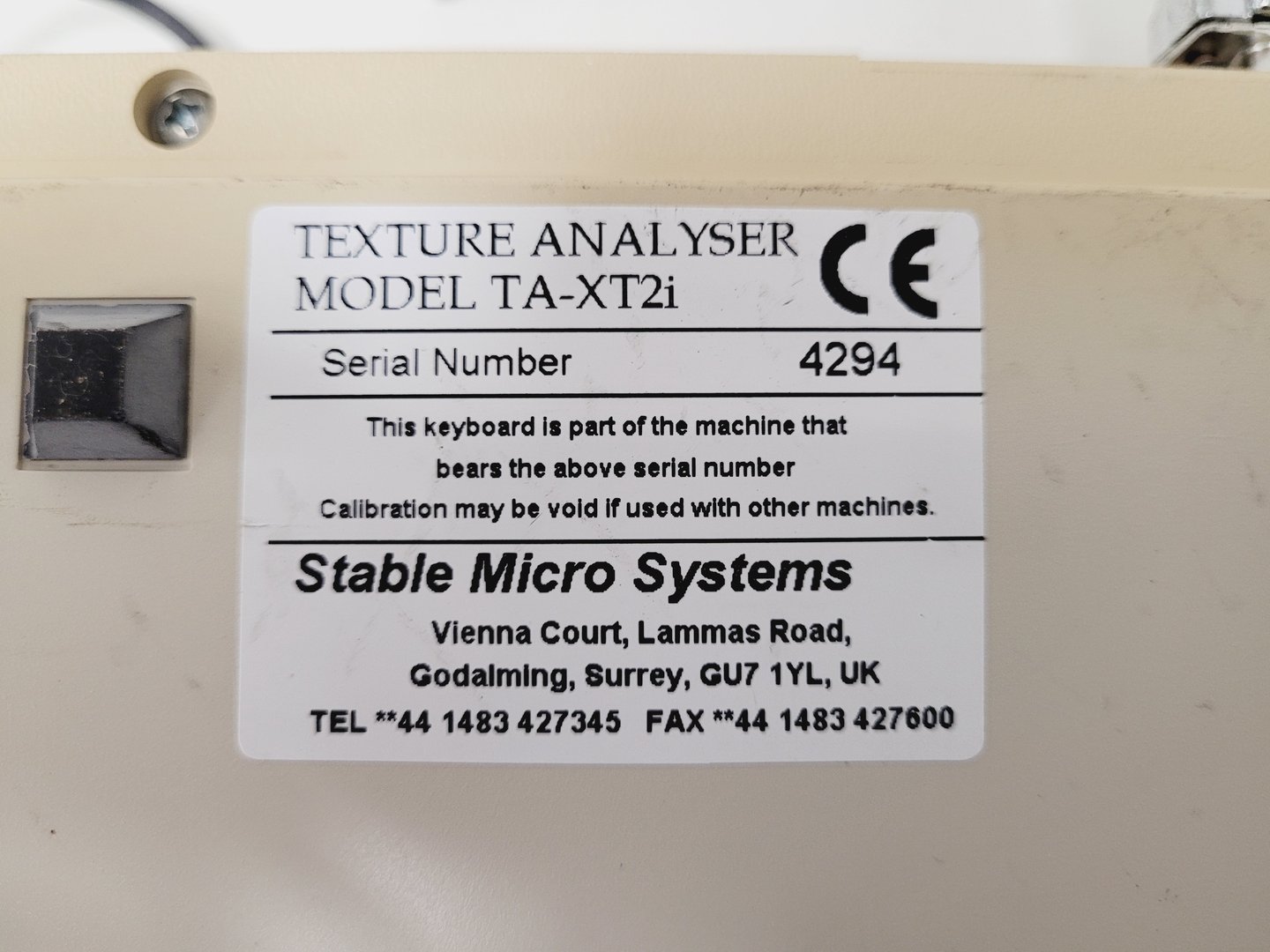 Image of Texture Analyser TA-XT2i Stable Micro Systems, Control System and PC