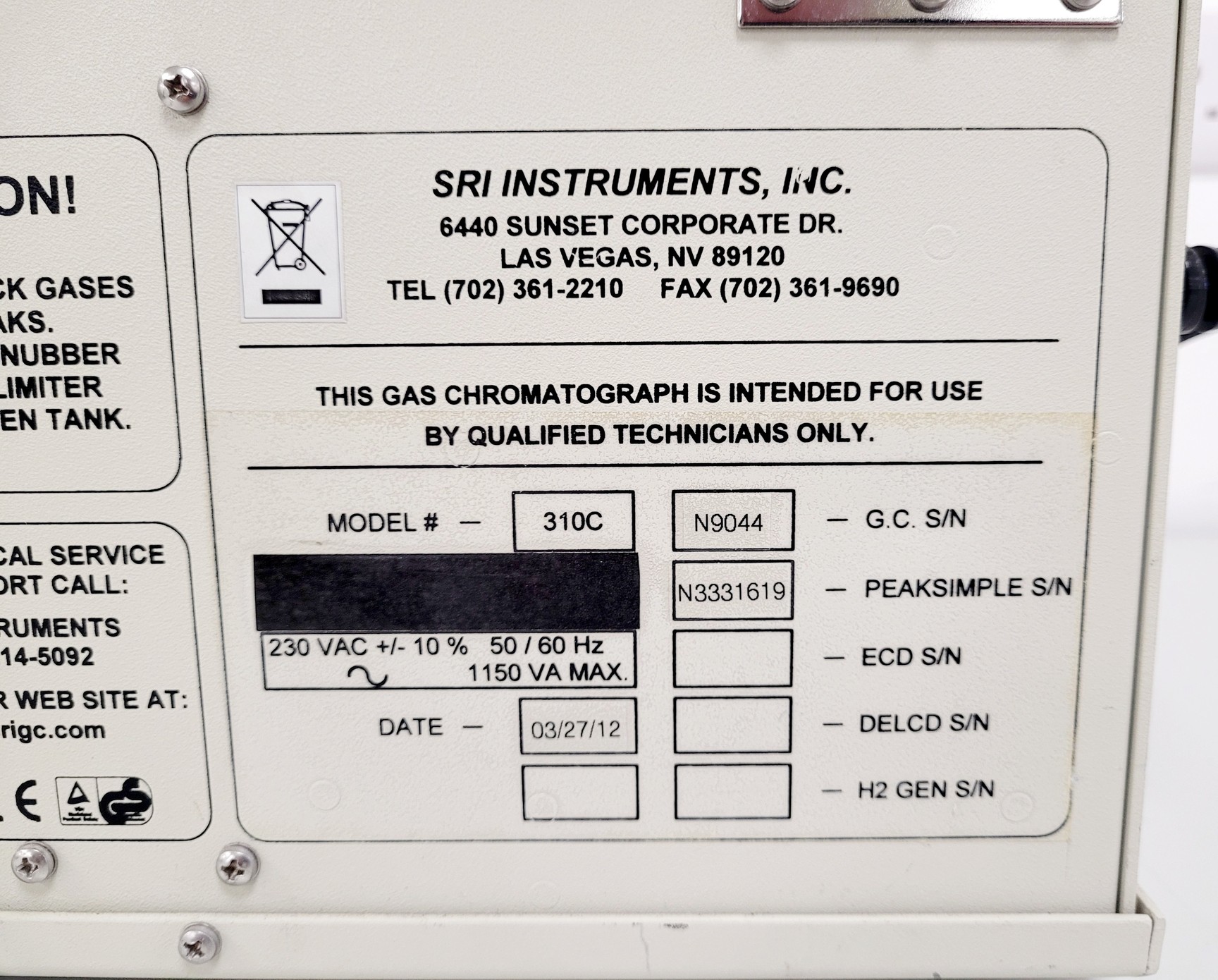 Image of SRI 310C Gas Chromatograph Lab