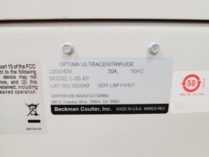 Thumbnail image of Beckman Coulter Optima L-80XP Ultra Centrifuge Lab