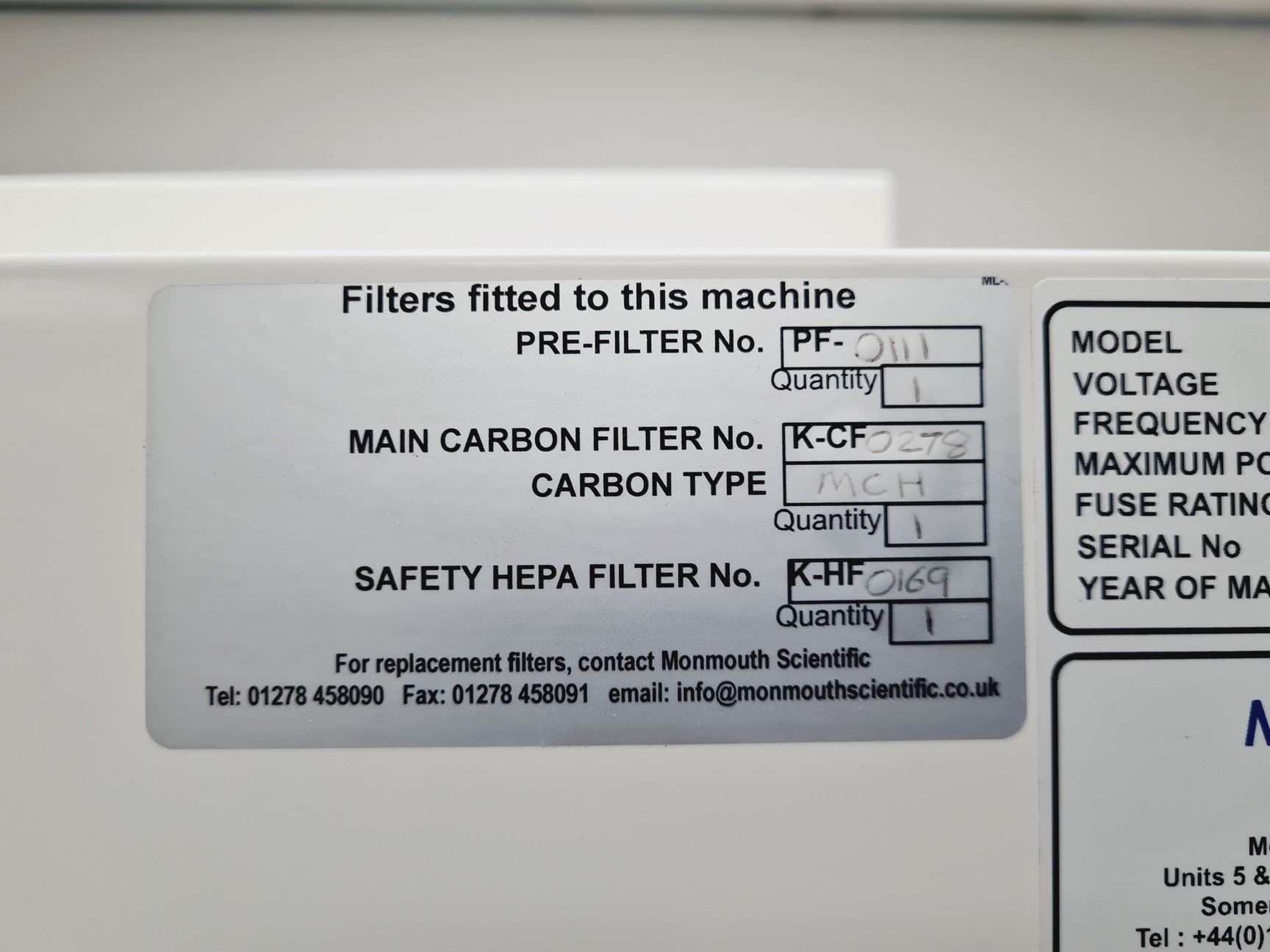 Image of Monmouth Scientific Recirculating Fume Hood LH-FC105A Lab