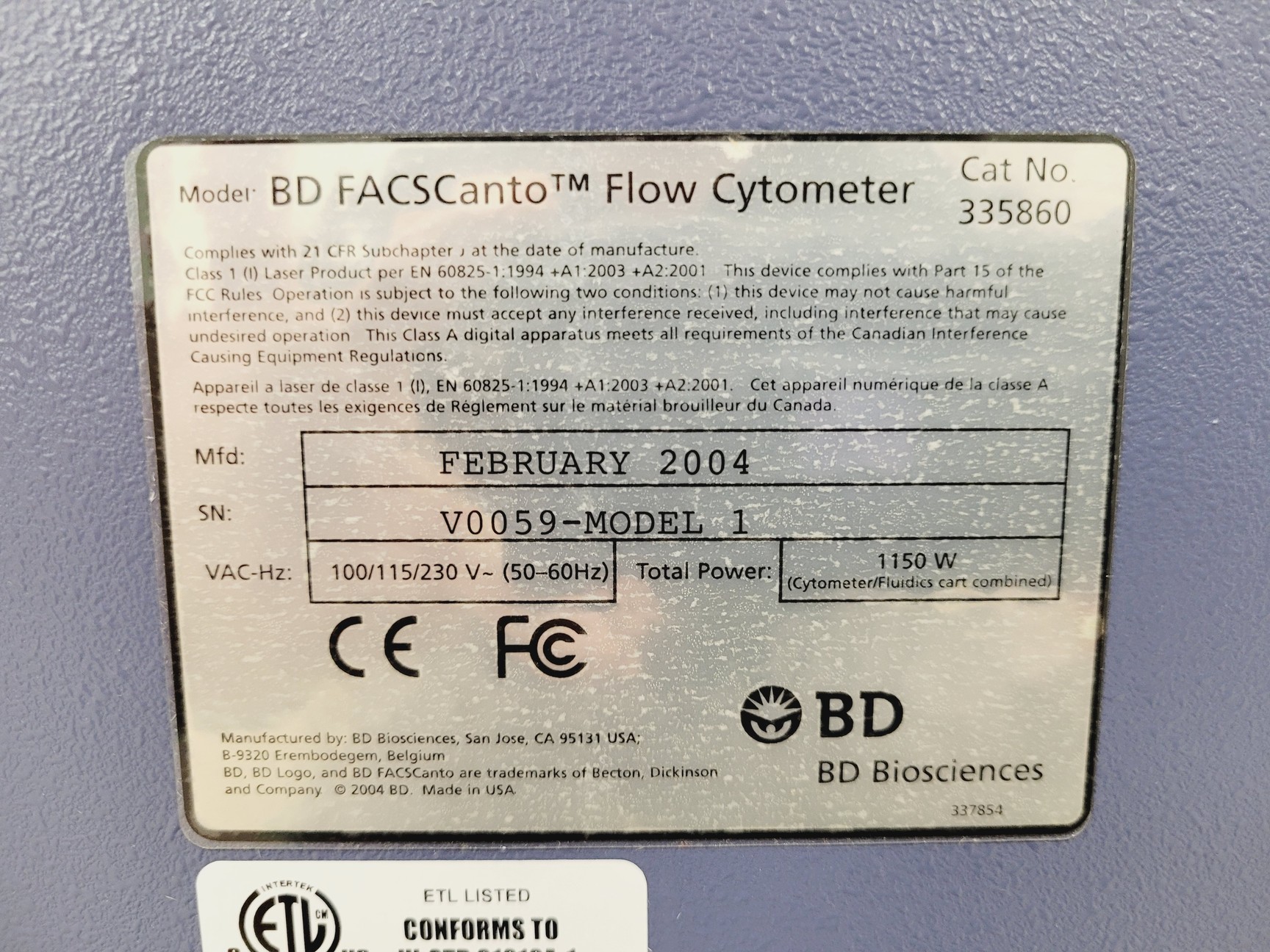 Image of BD FACSCanto Flow Cytometer System w/ Fluidics Carts, PC & Software Lab