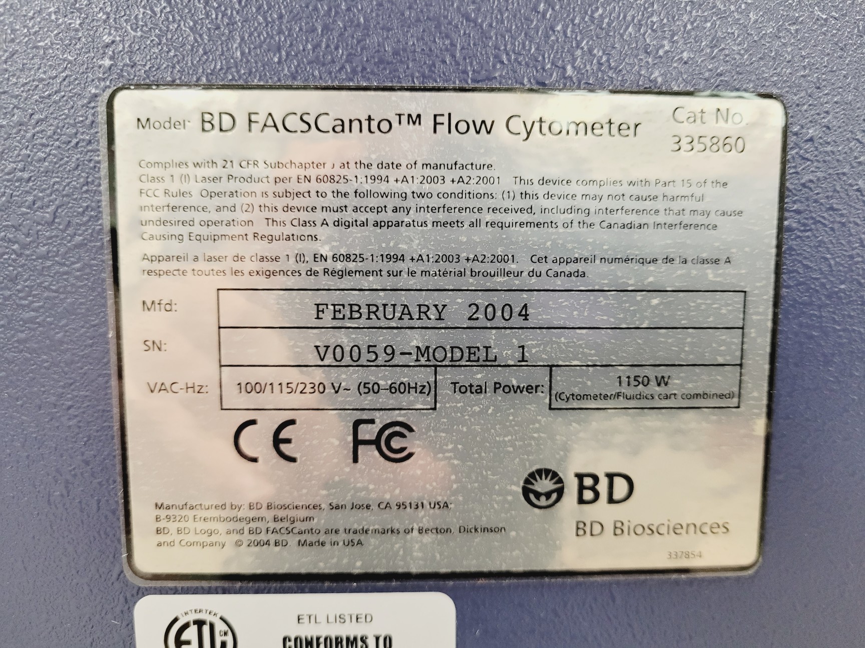 Image of BD FACSCanto Flow Cytometer System w/ Fluidics Carts, PC & Software Lab