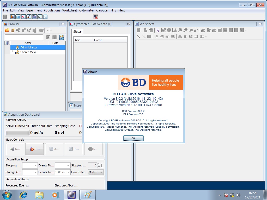 Image of BD FACSCanto Flow Cytometer System w/ Fluidics Carts, PC & Software Lab