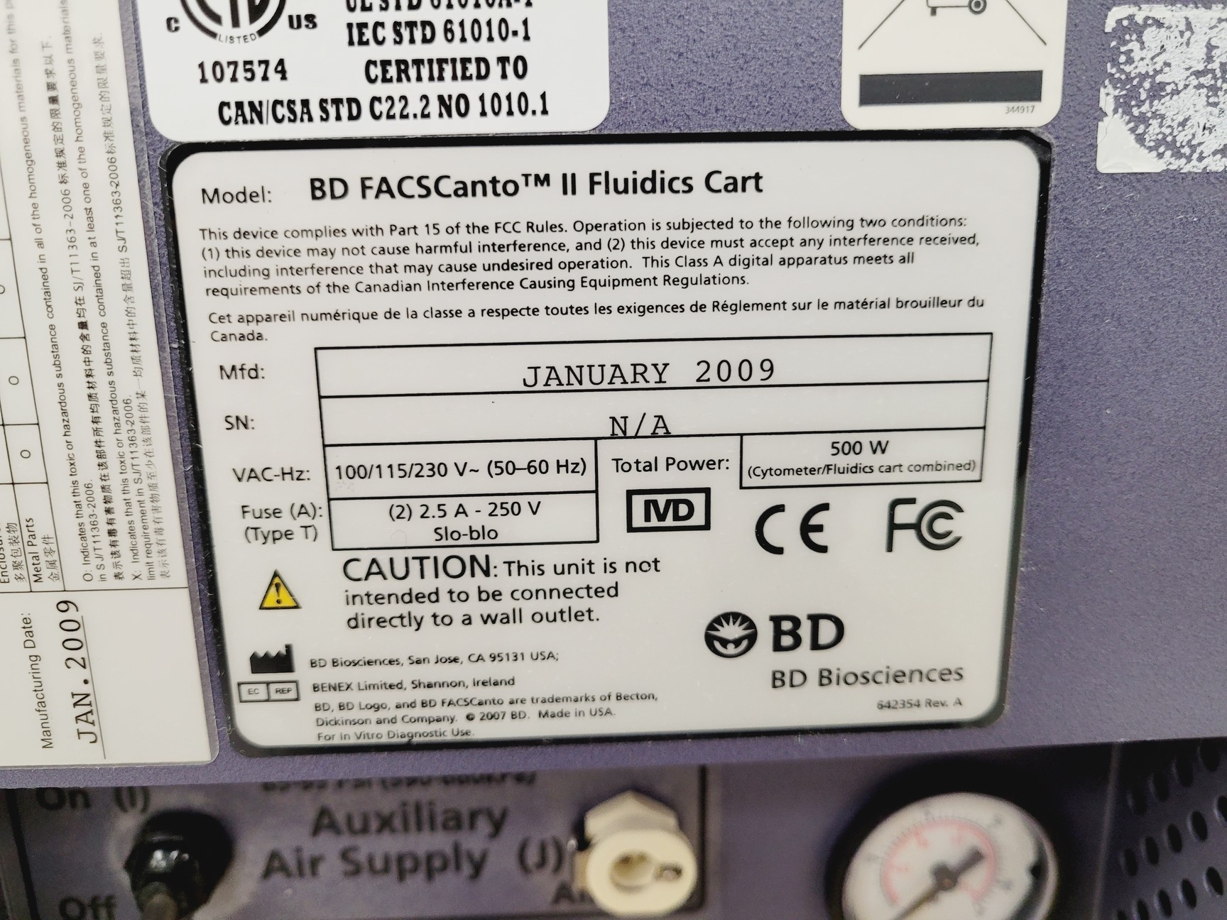 Image of BD FACSCanto II Flow Cytometer System w/ Fluidics Carts, PC & Software Lab