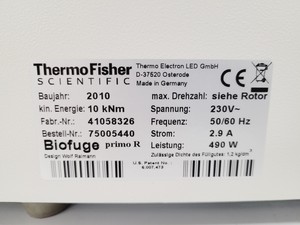 Thumbnail image of Thermo Scientific Heraeus Biofuge Primo R Centrifuge Lab