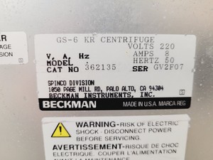 Thumbnail image of Beckman GS-6KR Centrifuge with PTS-2000 Rotor Lab