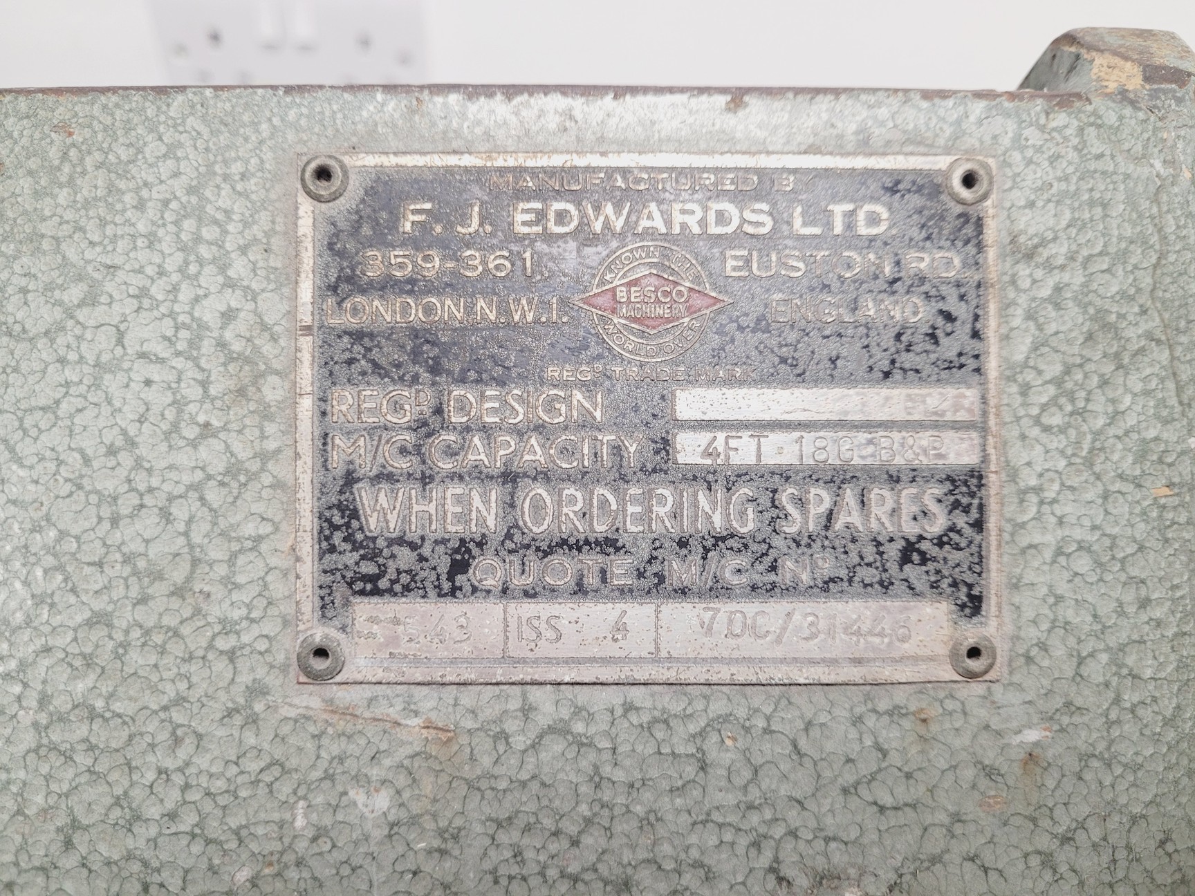 Image of F.J Edwards Machinery Model- 4FT 18G D&P Sheet Metal Bender Folder