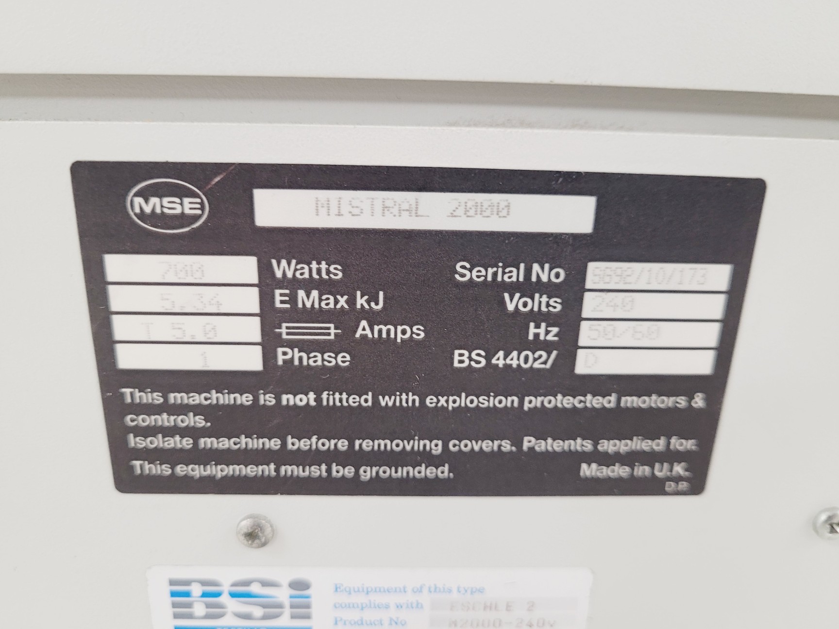 Image of MSE Mistral 2000 Bench Top Centrifuge Lab