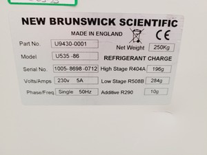 Thumbnail image of New Brunswick U535 -86 Innova Low Temperature Freezer with Racking Lab