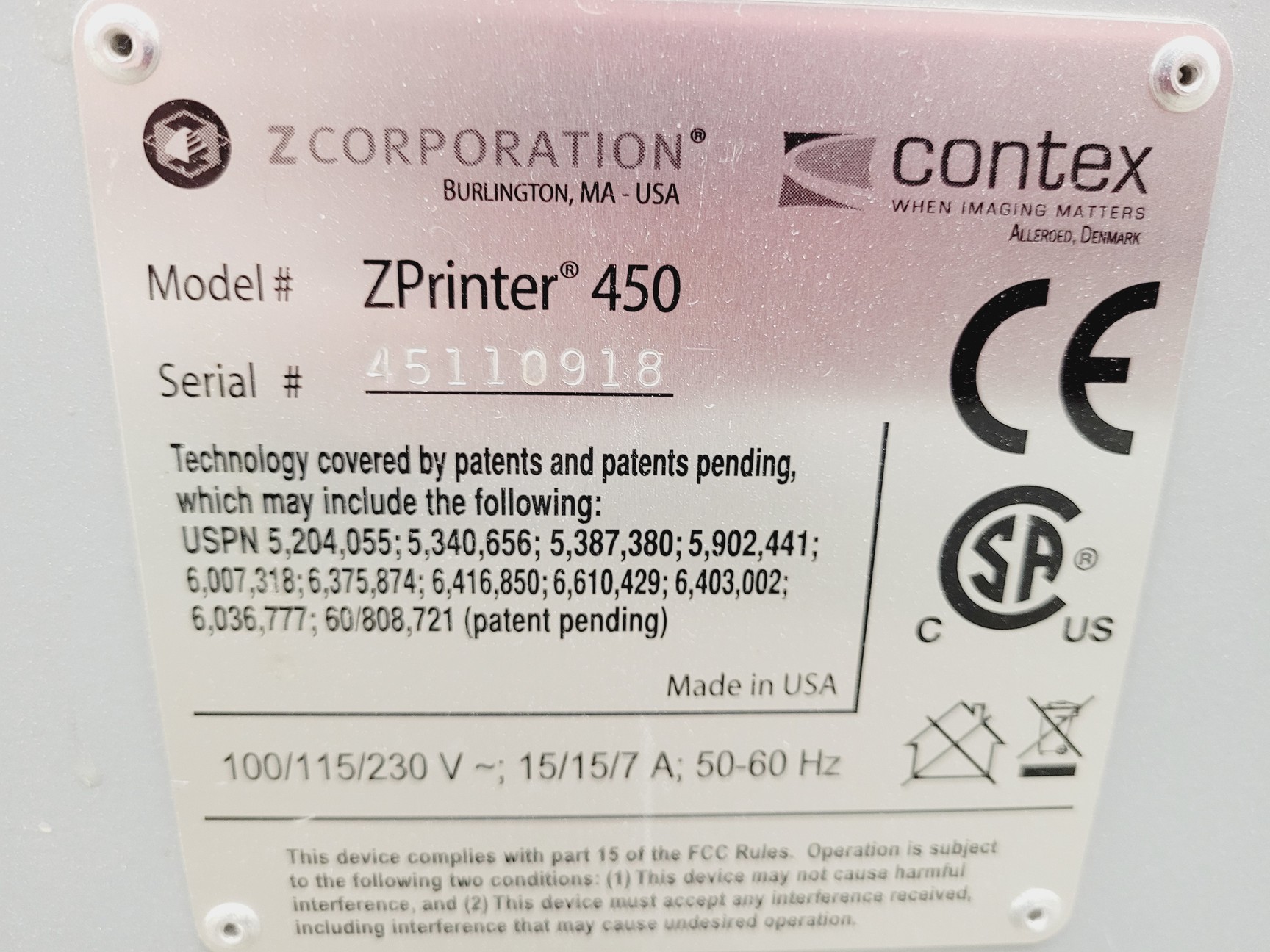 Image of Z Corporation ZPrinter 450 3D Printer Spares/Repair Lab