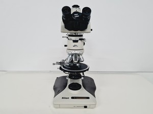 Thumbnail image of Nikon Optiphot-2 Microscope Lab w/ 4 x Objectives Japan M Plan, Fluor Lab