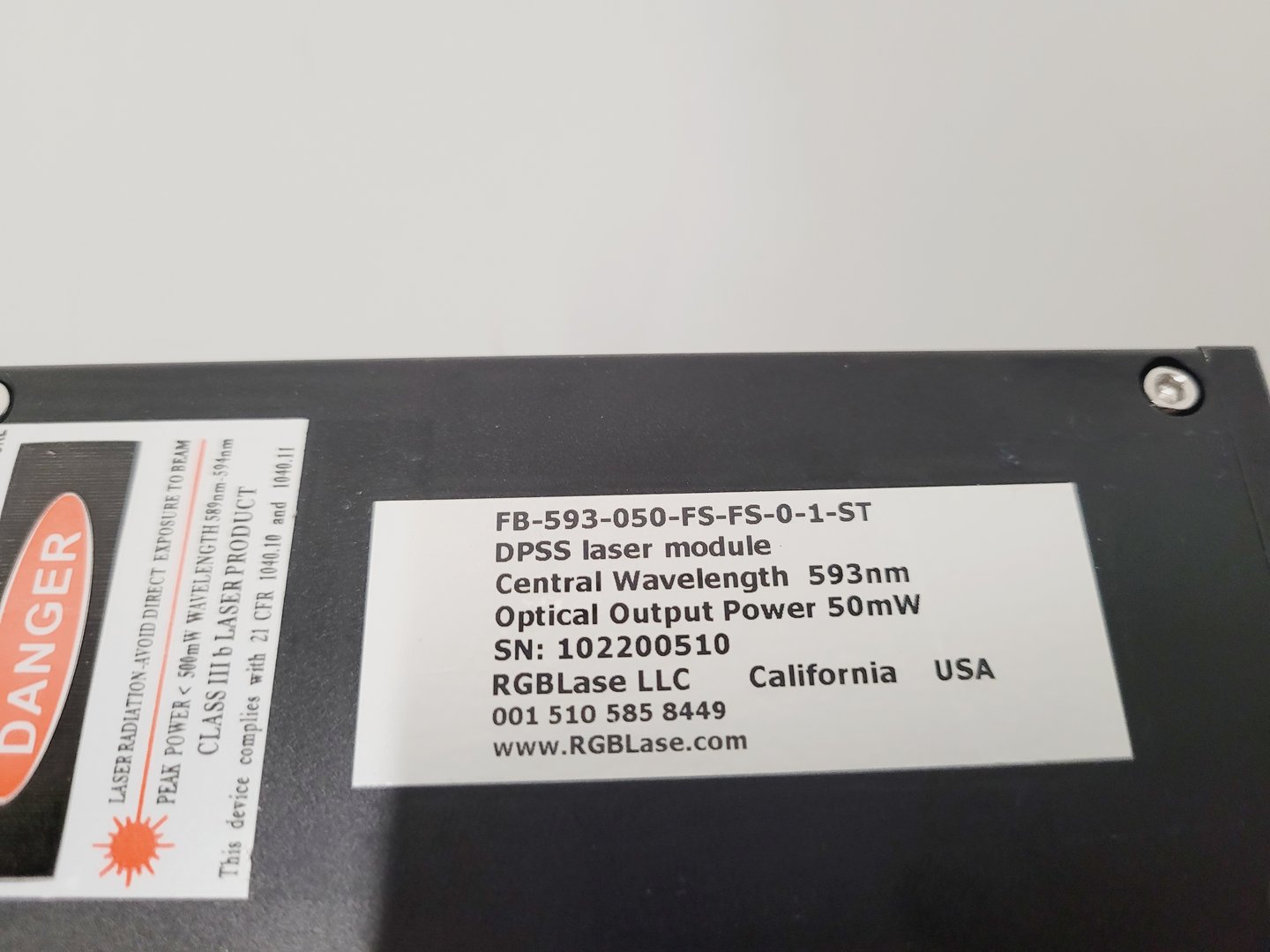 Image of DPSSL Laser Driver AD-2200 and DPSS Laser Module 593nm 50mW Optical Power