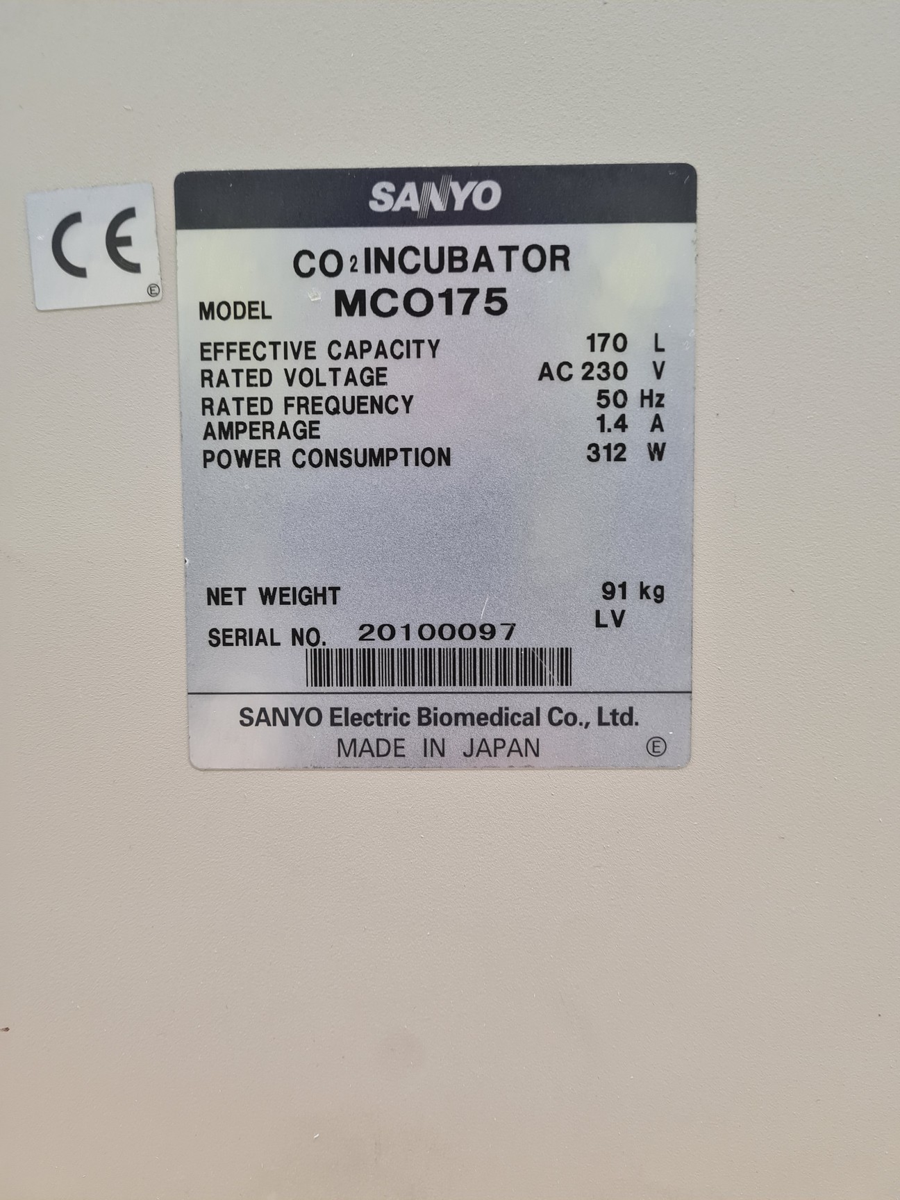 Image of Sanyo C02 Incubator Model MC0175 Lab