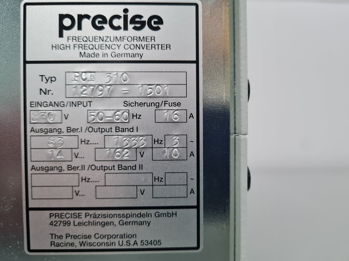 Image of Precise PCF 310 High Frequency Converter Lab